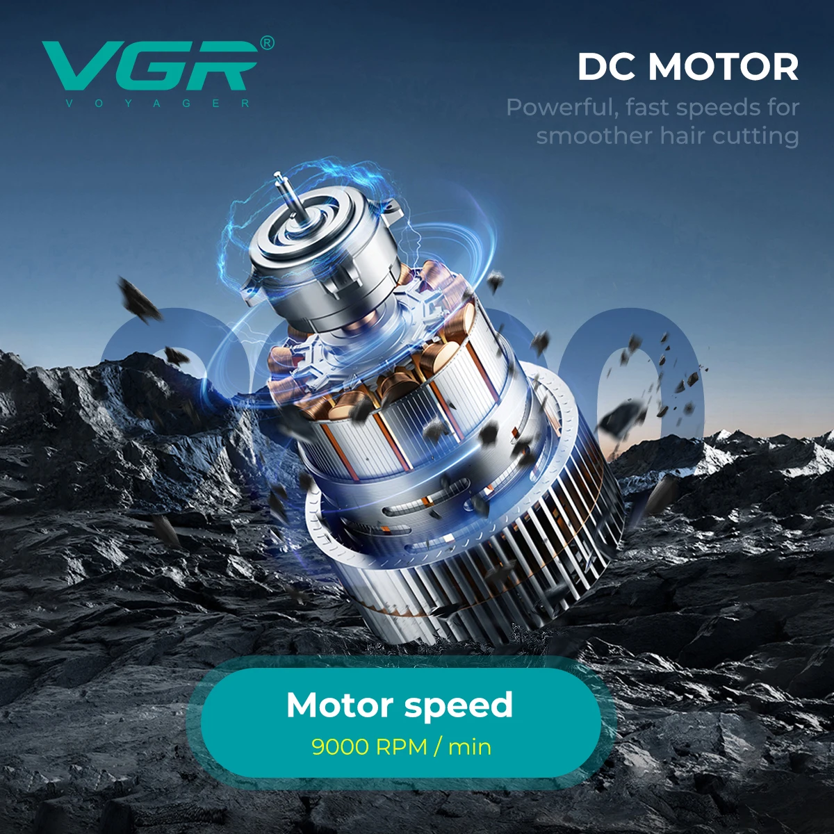 ماكينة قص الشعر الكهربائية VGR مع 9000 دورة في الدقيقة للرجال، شاشة LCD رقمية لصالون الشعر، ماكينة تشذيب الشعر المنزلي برأس الزيت V-299