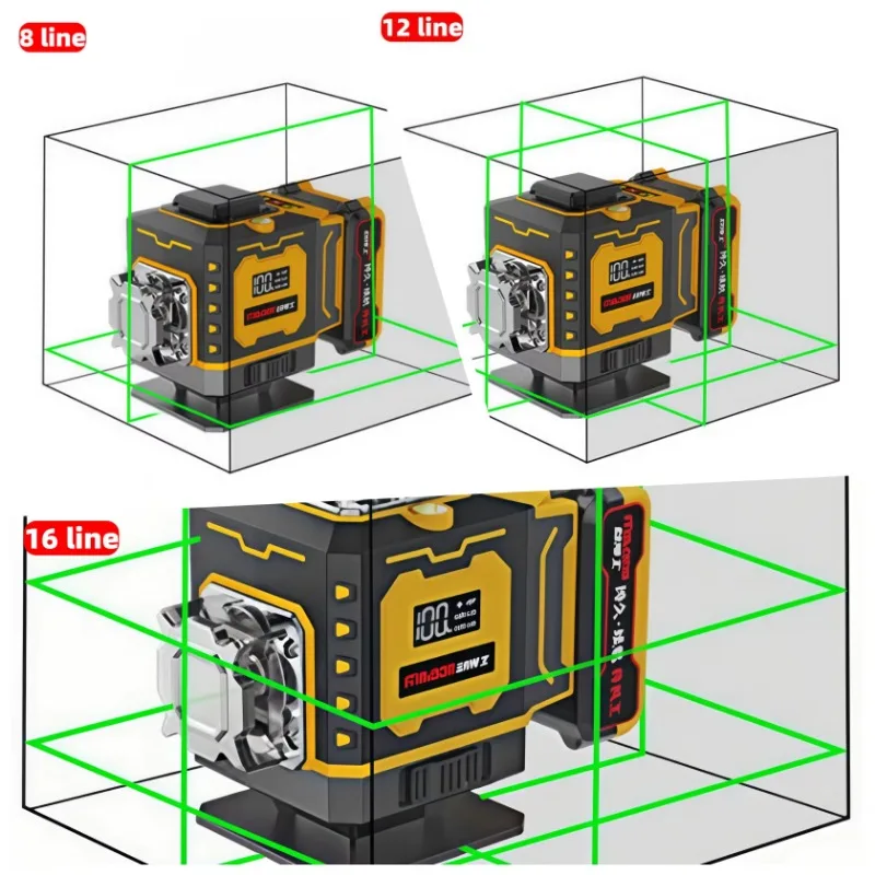 High Quality Industrial Grade Laser Level Green Light 8 12 16 Lines Automatic Leveling Digital Display High-Intensity Lithium
