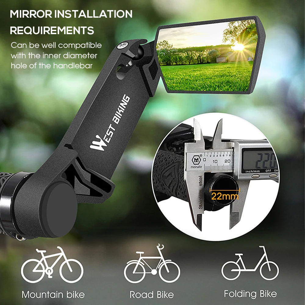 2pcs Cycling Rear View Mirror Bike Mirror Foldable 360 Degree Rotating Rearview Bicycle Mirrors Handlebar Safety Mirror