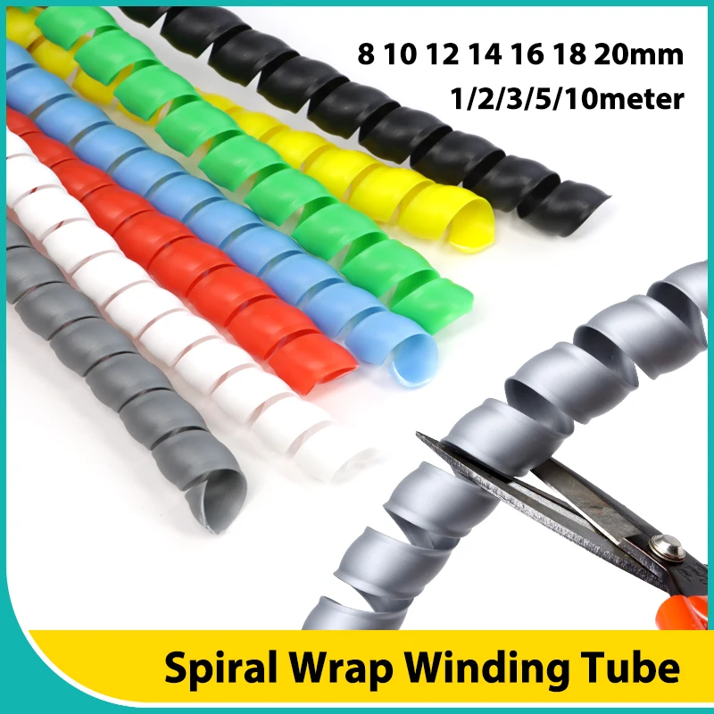 

1/2/5/10M Spiral Wrap Winding Tube 8 10 12 14 16 18 20mm Wire Cable Organizer Flexible Protection Sleeve Tube Protector Line