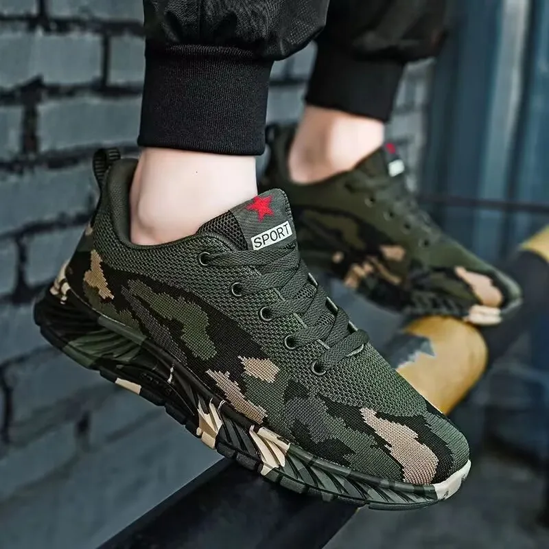 Mesh Camouflage Sneakers Mannen Buiten Licht Lopen Gevulkaniseerde Schoenen Antislip Rubberen Zool Outdoor Sportschoenen Voor Mannen Training