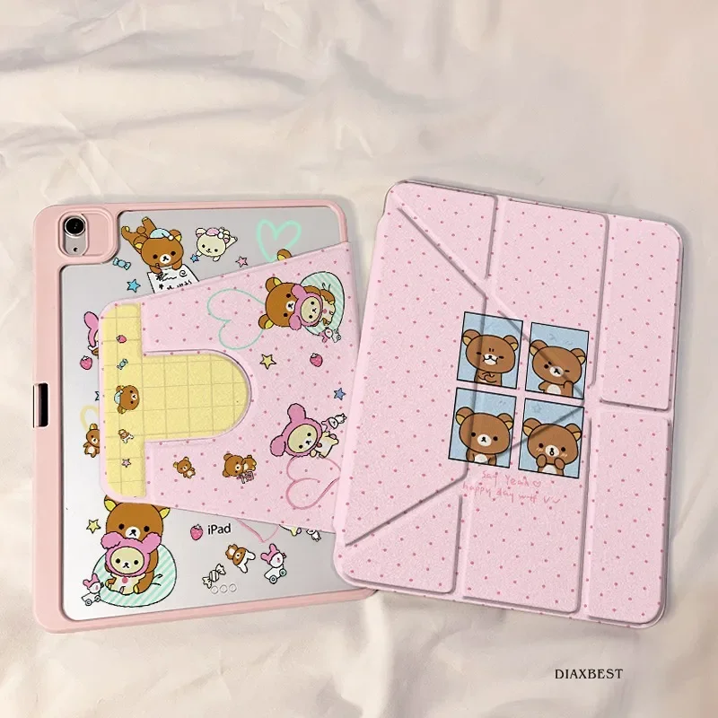 

Kawaii Bear Pink Y2K Tablet Case For iPad Pro 11 13 M2 M4 M3 9.7 10.2 5/6th 7/8/9 10th 11th Mini 6 7 Air 3 4 5 6 Stand Cover