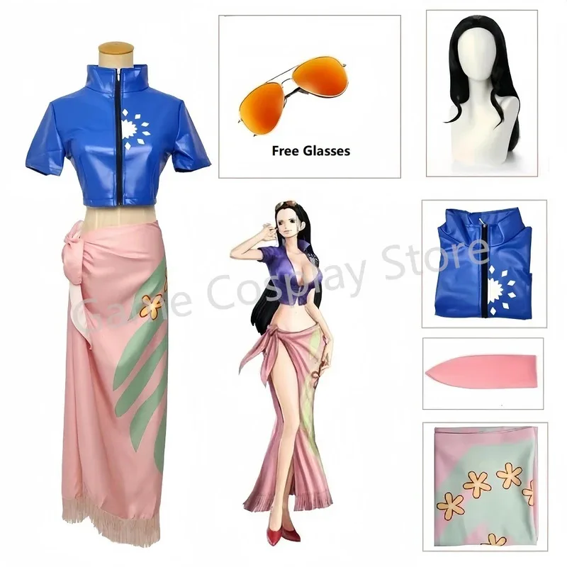 LQAnime-Disfraz de Cosplay, trajes de Nico Robin, gafas, peluca de fiesta, traje, disfraces para niña, Halloween, Carnaval, Sui