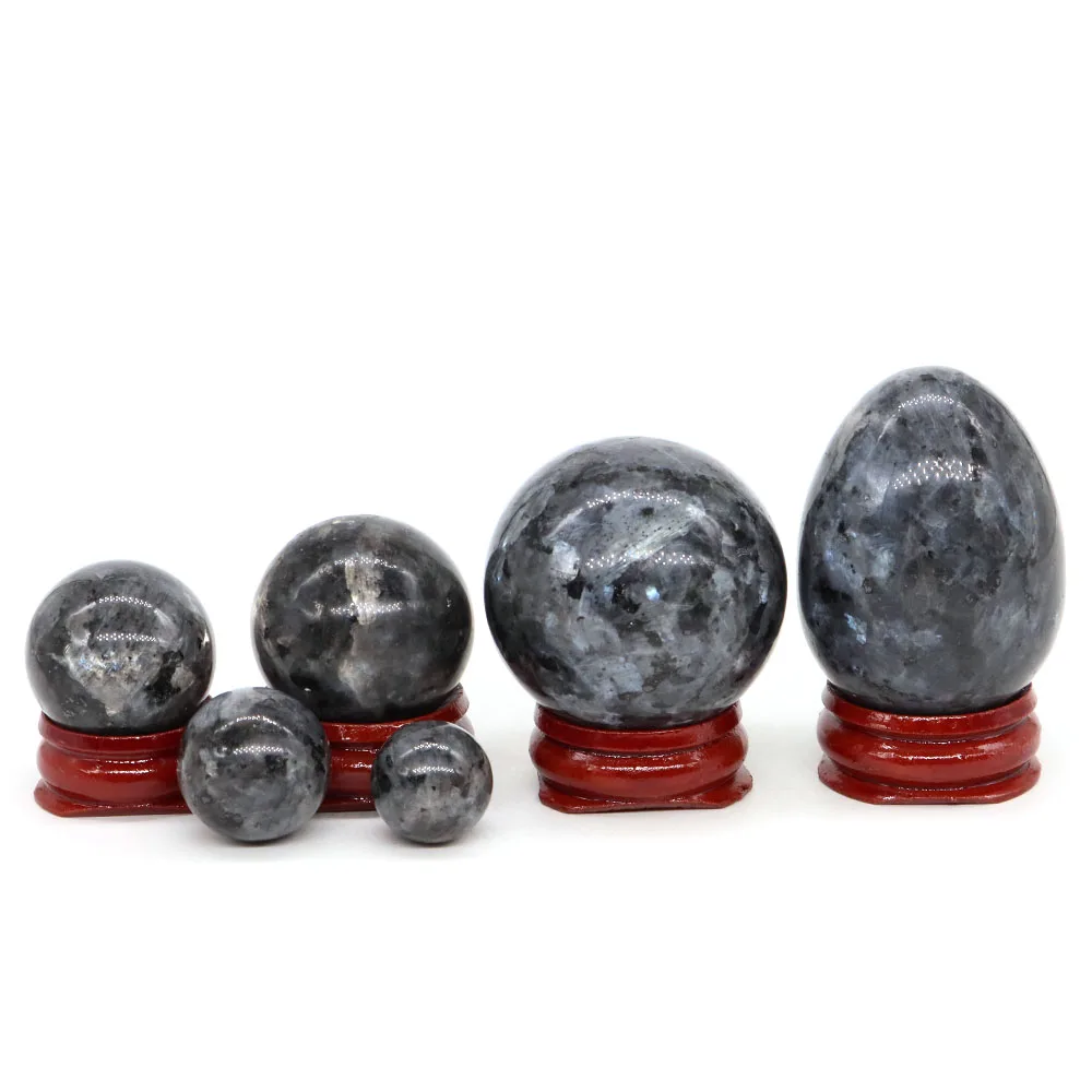 6 Size Natural Stone Black Larvikite Crystal Sphere Reiki Healing Gems Mineral Specimen Globe Ball Egg Chakra Home Decor Gifts