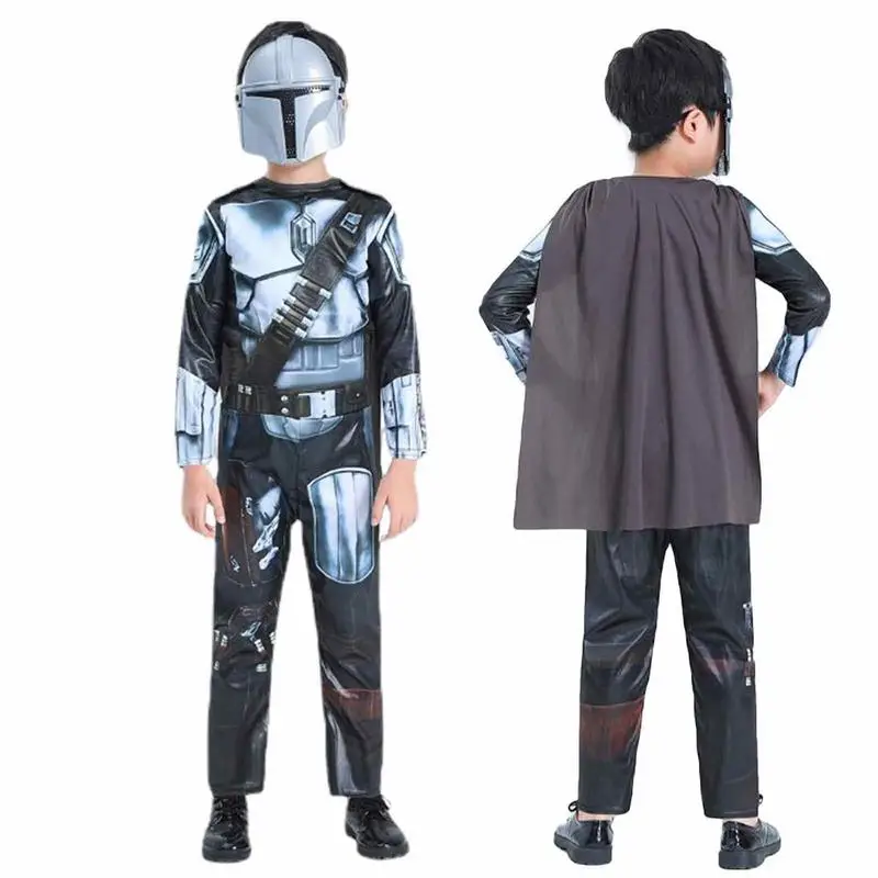 Halloween Costumes For Boys Children Mandalorians Cosplay Costumes Big Children's Sweater Two-piece Carnival Suit Jumpsuit