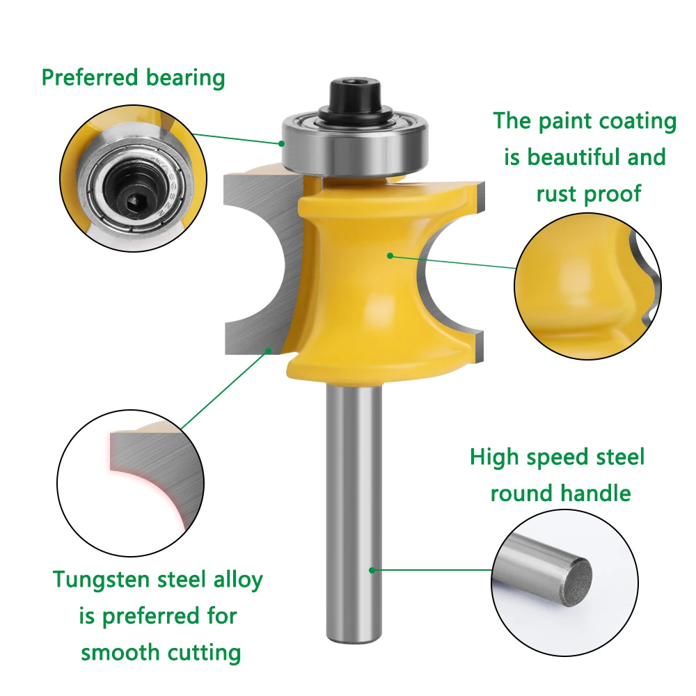 Imagem -06 - Lavie-bullnose Meio Redondo Bit Endmill Bits Router Madeira Flauta Bearing Ferramenta de Carpintaria Fresa pc mm Shank