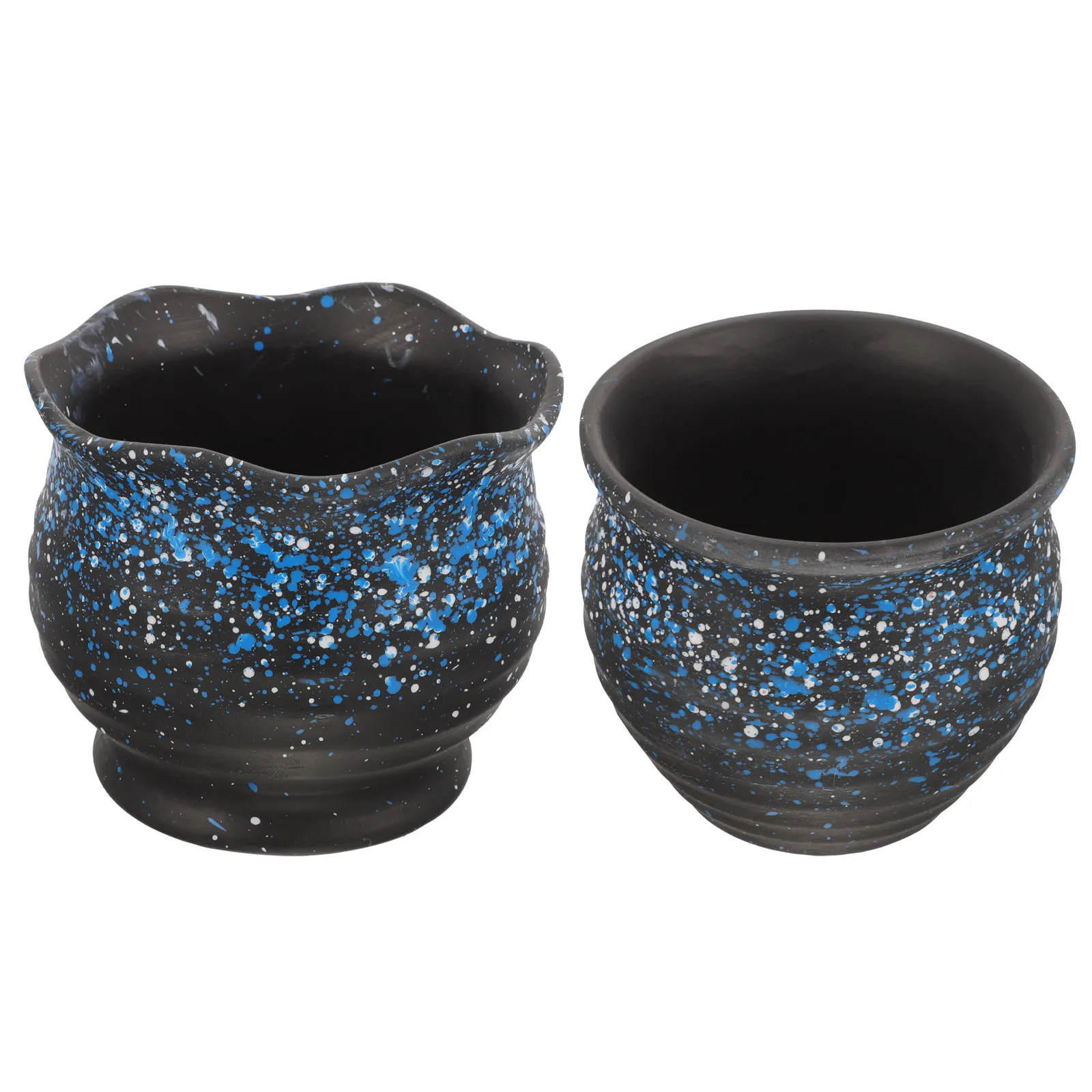 2Pcs Ceramic Succulents Pot Small Plant Pot for Windowsill Minimalist Vintage Rough Texture Indoor Decor