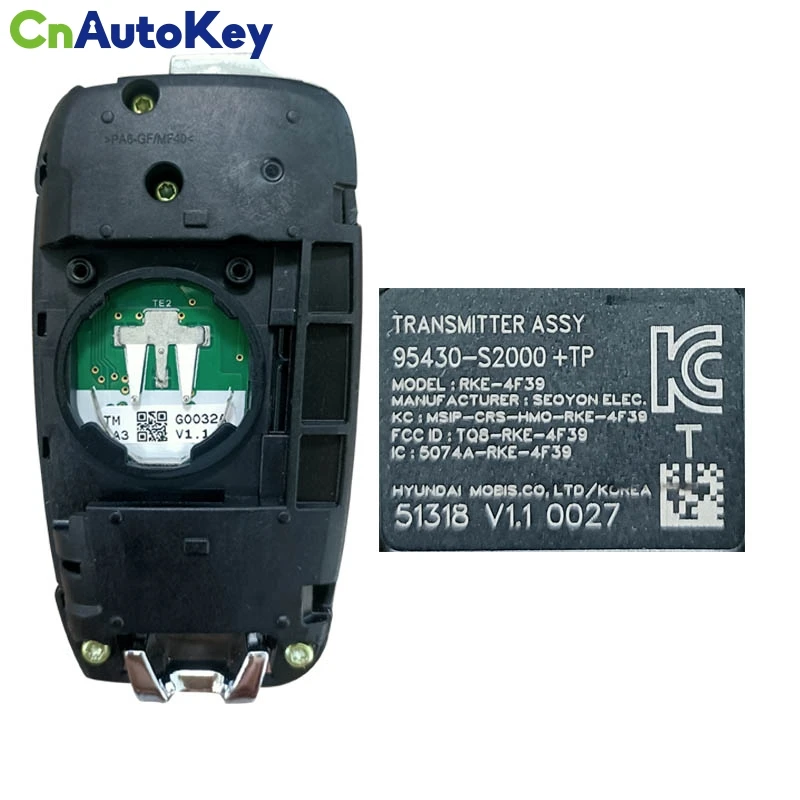 CN020198 per Hyundai Santa Fe 2018-2020 / 4 pulsanti Flip Key / PN: 95430-S2000 / TQ8-RKE-4F39