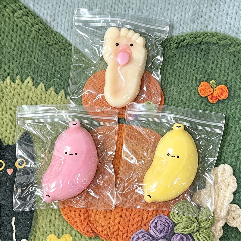Ugly Cute Foot Banana Mochi Squishy Squeeze Toy TPR Quick Rebound Sticky Hand Sensory Toy Anxiety Relief Adult Funny Prank Gift