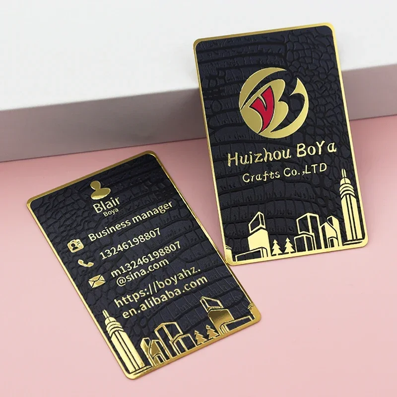 Tarjeta de membresía VIP Premium dorada con espejo en blanco de Metal, tamaño rosa de acero inoxidable, tarjetas de visita de Metal personalizadas Vip, logotipo personalizado