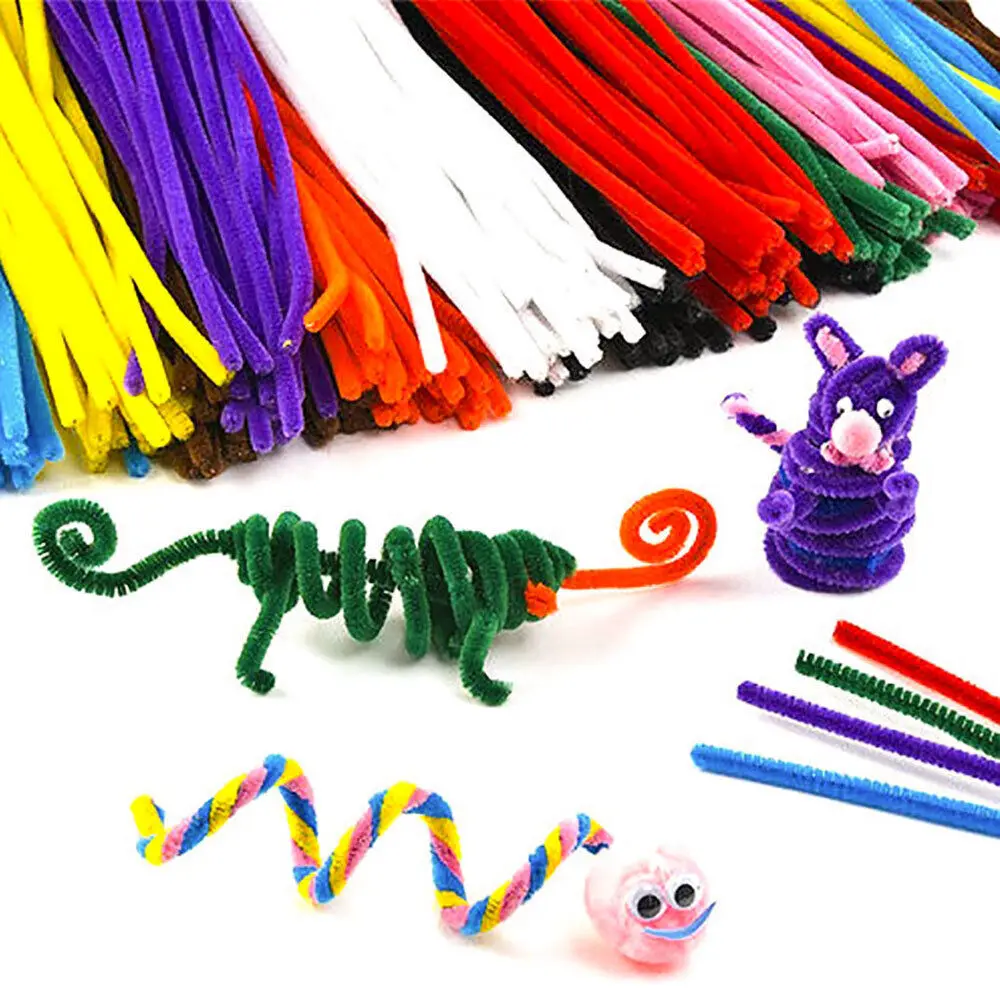 10/50/100pcs Flexible Plush Colorful Chenille Stems Pipe Cleaners for Diy Handmade Kids Creative Educational Toys Craft Supplies