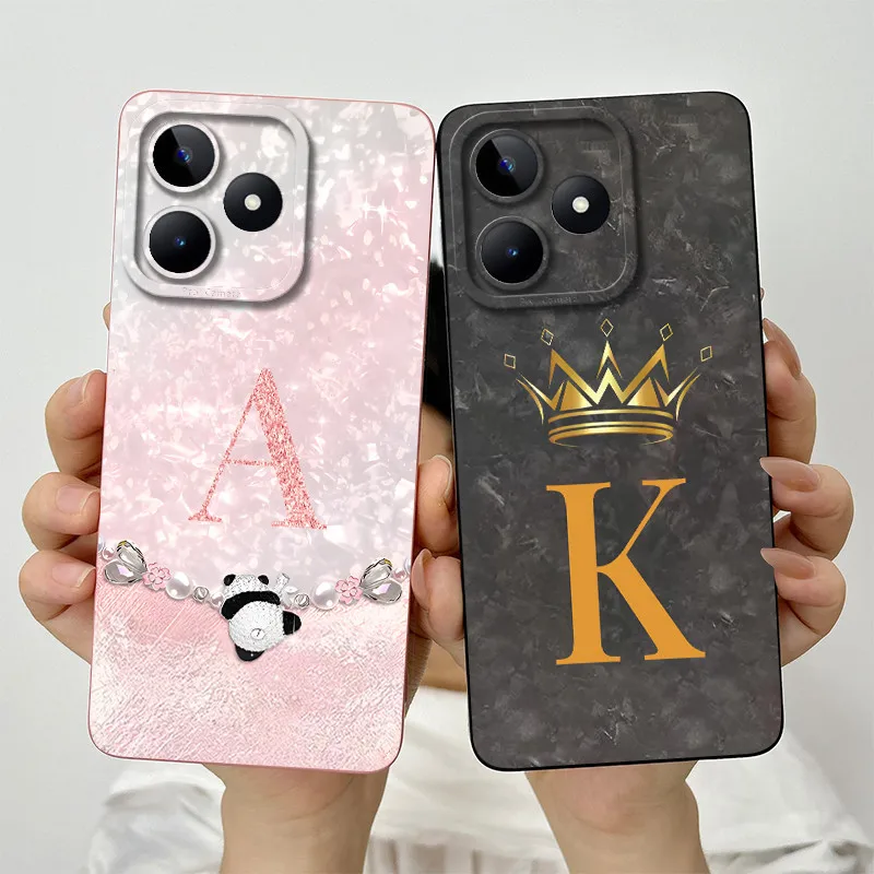 For Realme Note 50 Case Fashion Crown Letters Case For Realme Note 50 Note50 Soft Liquid Silicone Cover Phone Case Coque Fundas