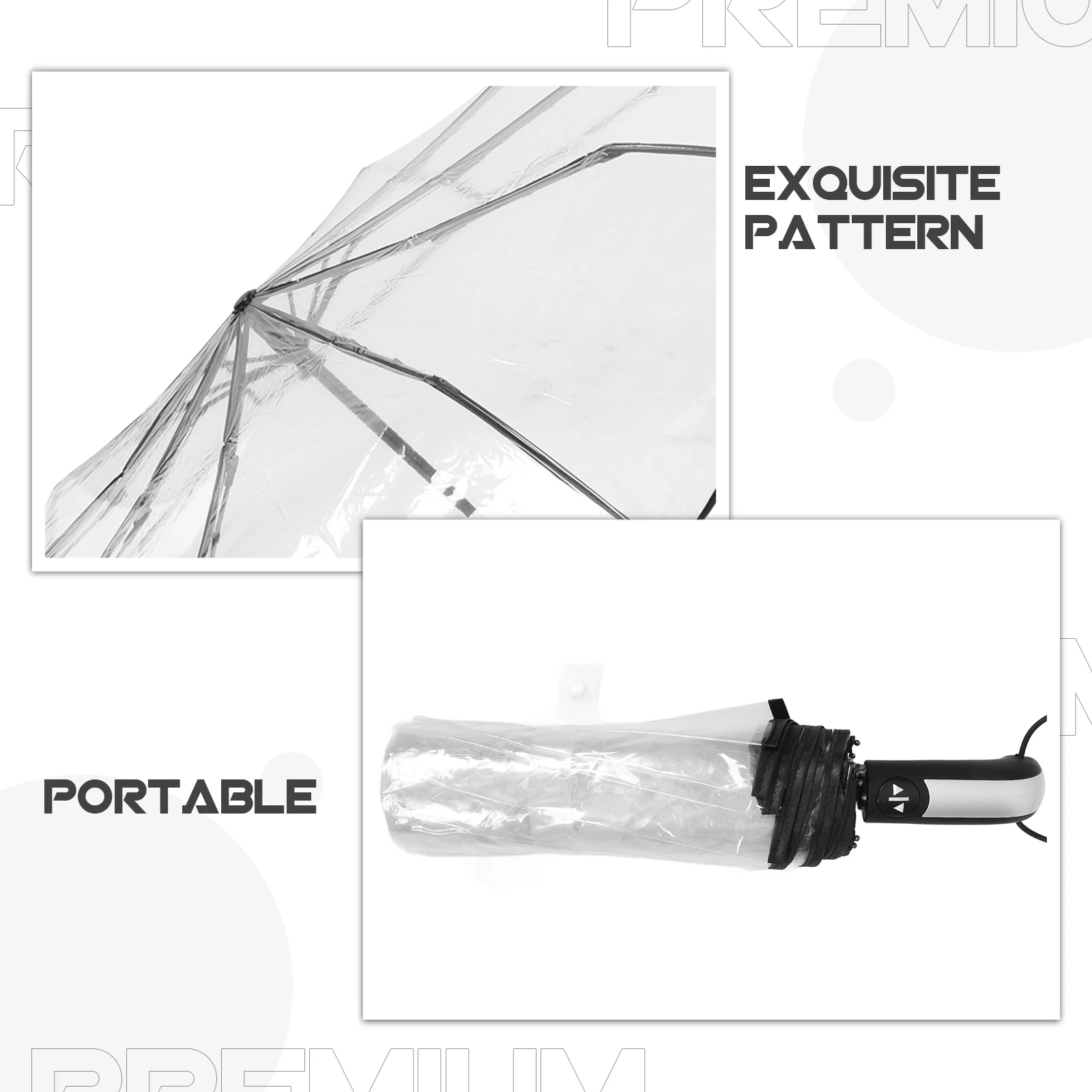 

Automatic Transparent Folding Umbrella Clear Lightweight Portable Travel Rain Umbrella Compact Easy Carry Auto