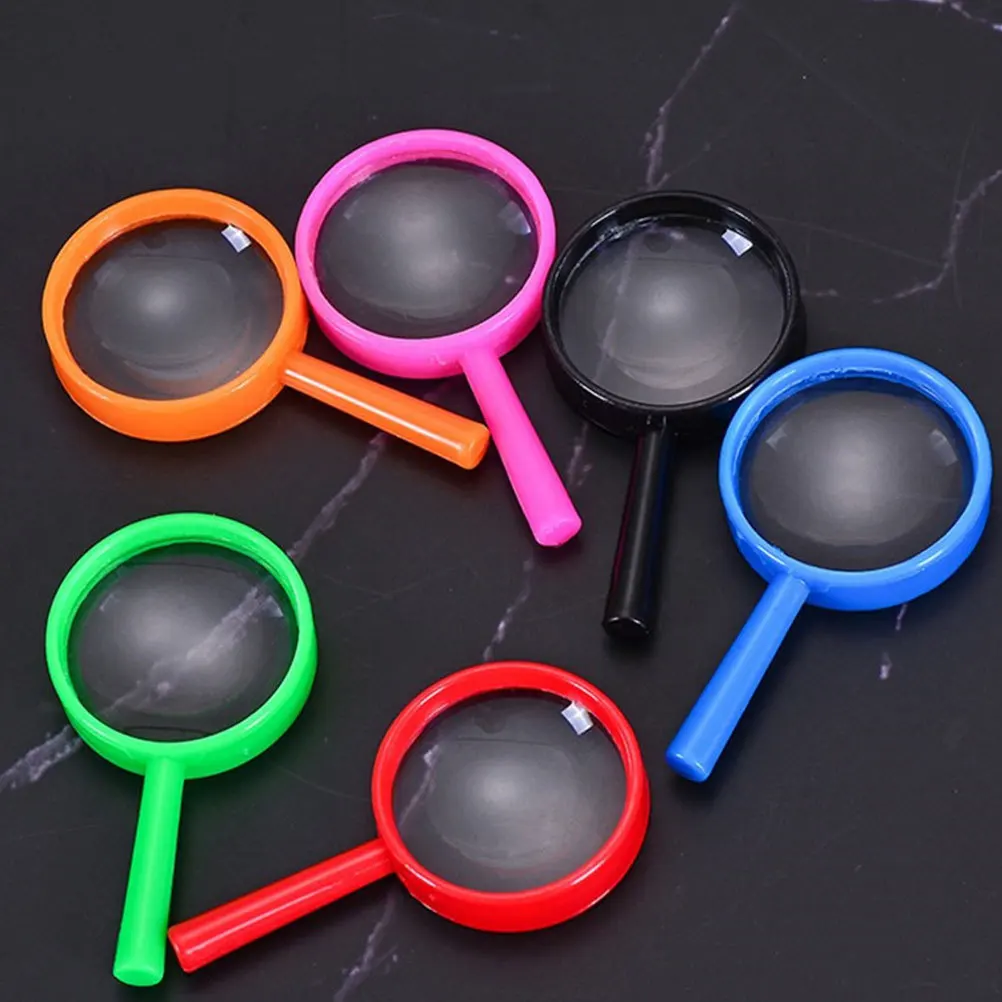 6pcs Colored Acrylic Magnifying Glass Kids Plastic Magnifier For Science Experiments Learning Tool Inspection Jewelry Stamps