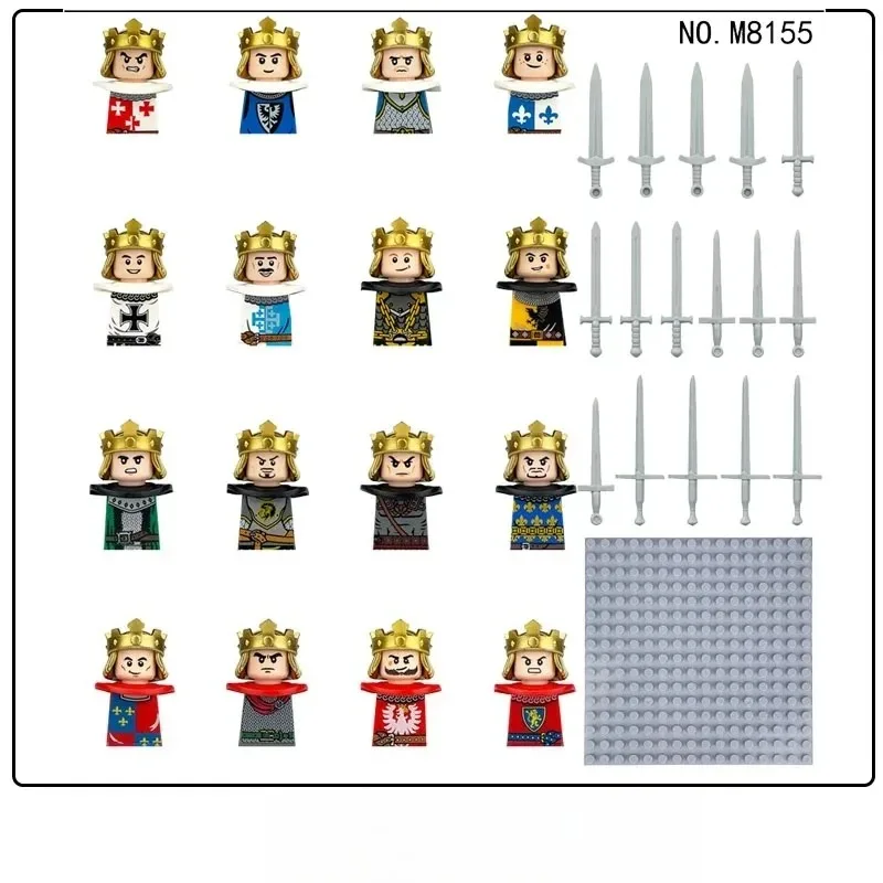 Medieval Europe Military Figures Building Block Roman Warriors Soldiers Castle Knights Royal Guards King Skeleton Legion Bricks.