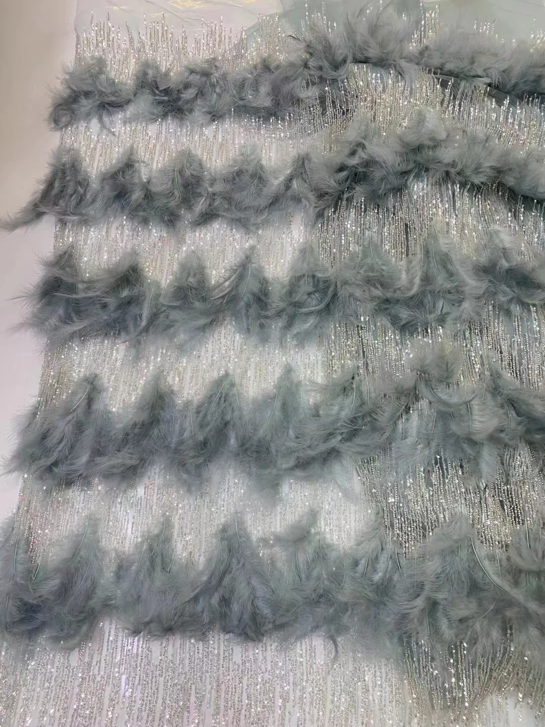 

2023 High Quality African Lace Fabric Sequins Mesh Lace France Luxury Beads 3d Embroidered Tulle Lace Fabric For Sewing