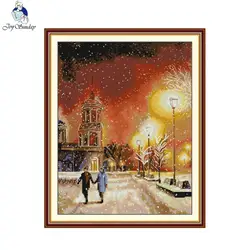 Joy Sunday Cross Stitch Kit Christmas Eve Pattern Counted Printed Canvas Aida 16/14/11CT DIY Hand Embroidery Needle Arts Kits