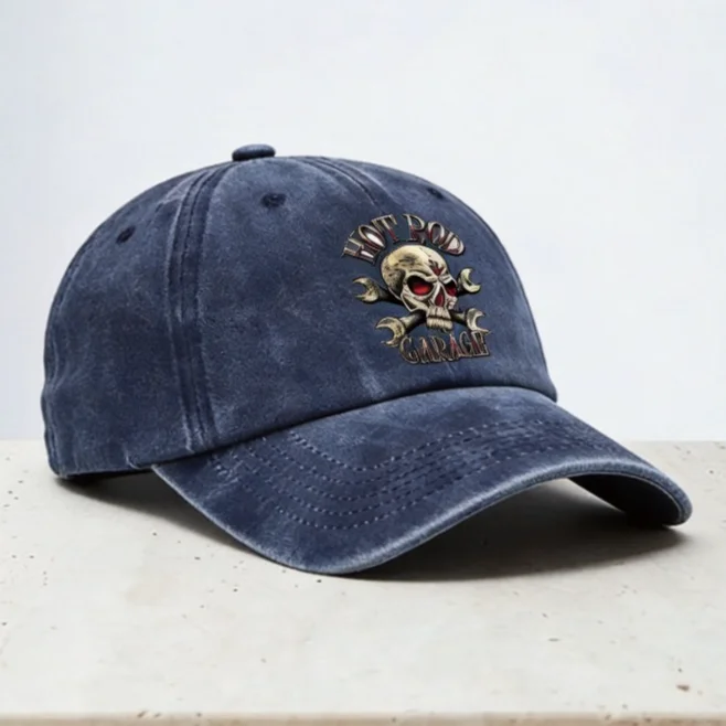 Hotrod Garage Skull Baseball cap Vintage Racer Dad Hat Outdoor Washed Soft Top adjustable cowboy Snapback Hats bonnet