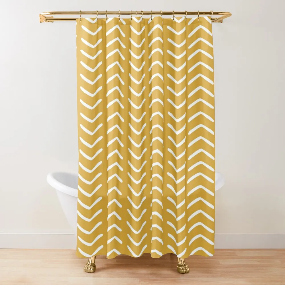 

Boho Mudcloth Arrow Pattern, Mustard Yellow Shower Curtain Window Set For Bathroom Bathroom Accessorys Bathroom Shower Curtain