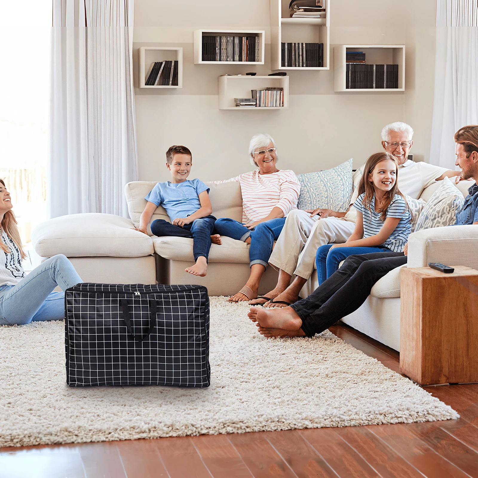 

2 Pcs Quilt Bag Tags Blanket Duvets Moving Storage Bags for Clothes Comforter Organizer Blankets Stripe