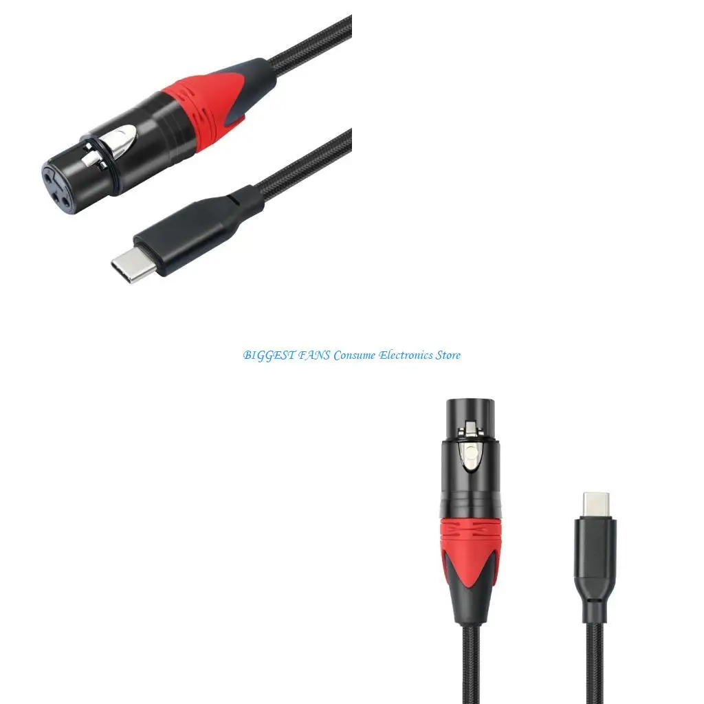 

USB C to 3Pin Female Cable to USB C Cable Flexible Type C Male to 3Pin Female Microphone Cord Connectors Adapters for PC