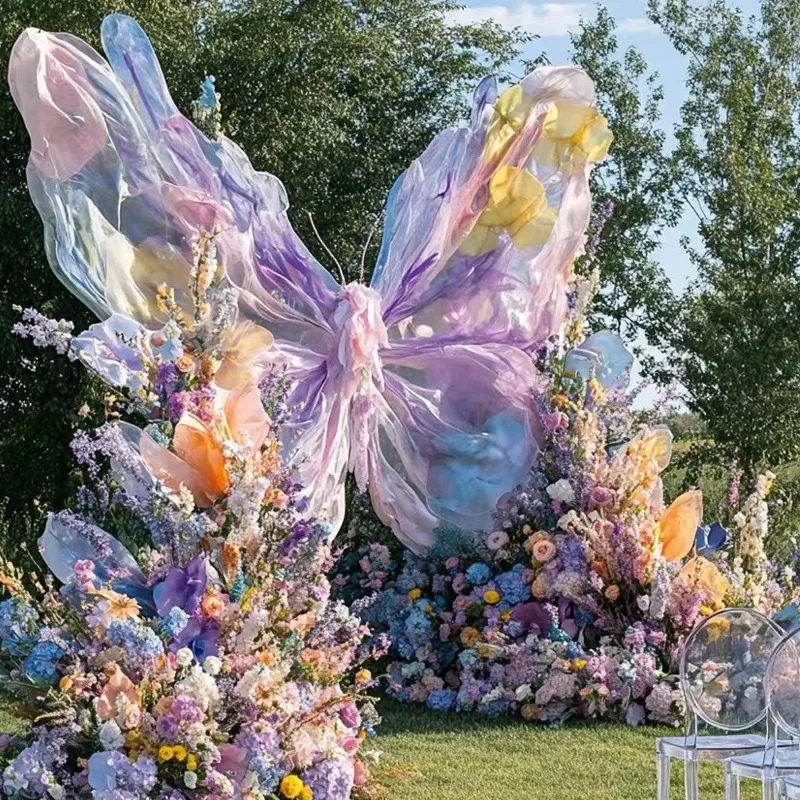 362 wedding supplies butterfly decoration wedding background arrangement giant silk organza art installation silk decoration