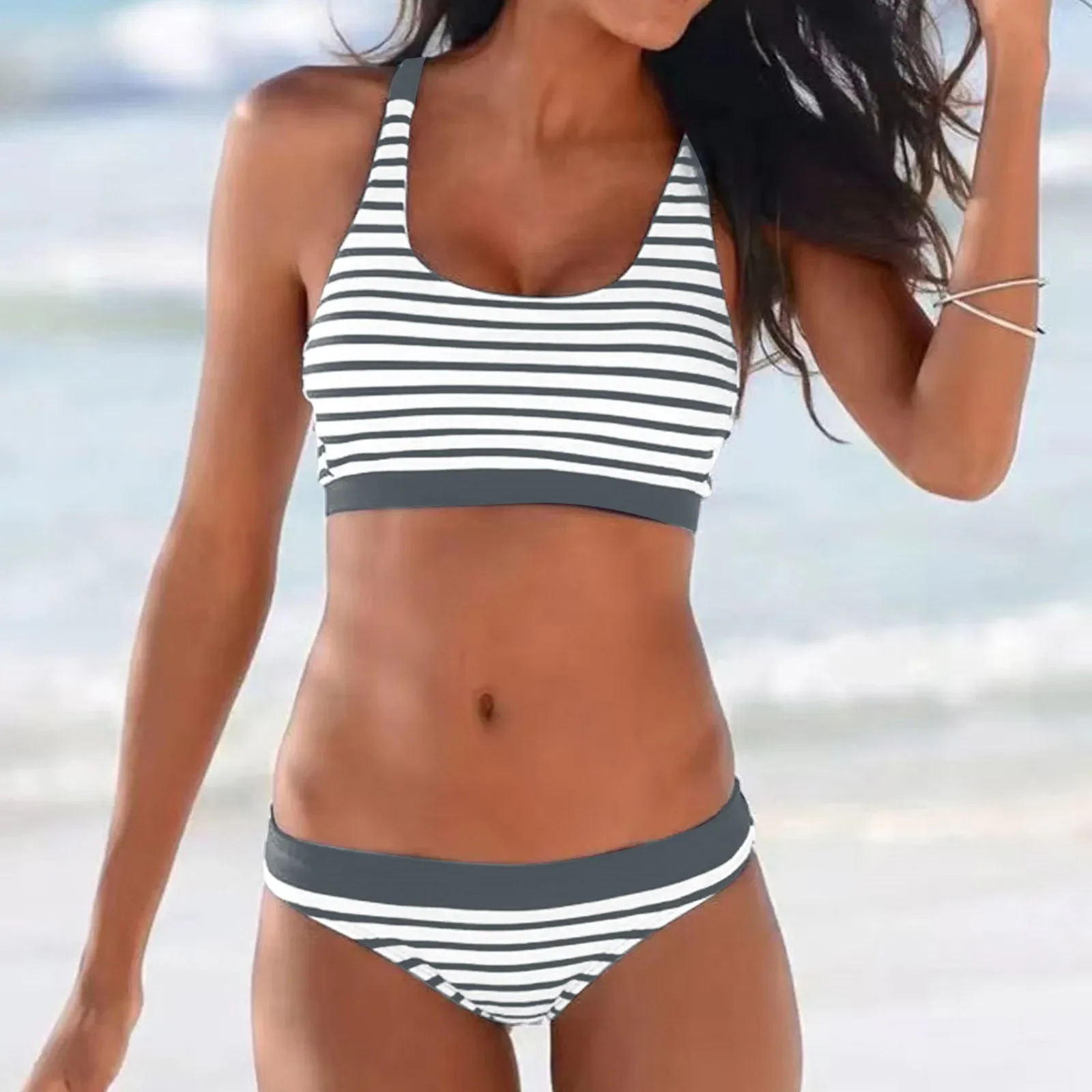 Men And Women Matching Swimsuits Women Striped Print Low Waisted Bikini Sexy Push Up Two Piece Bathing Suits for Boys 16-18