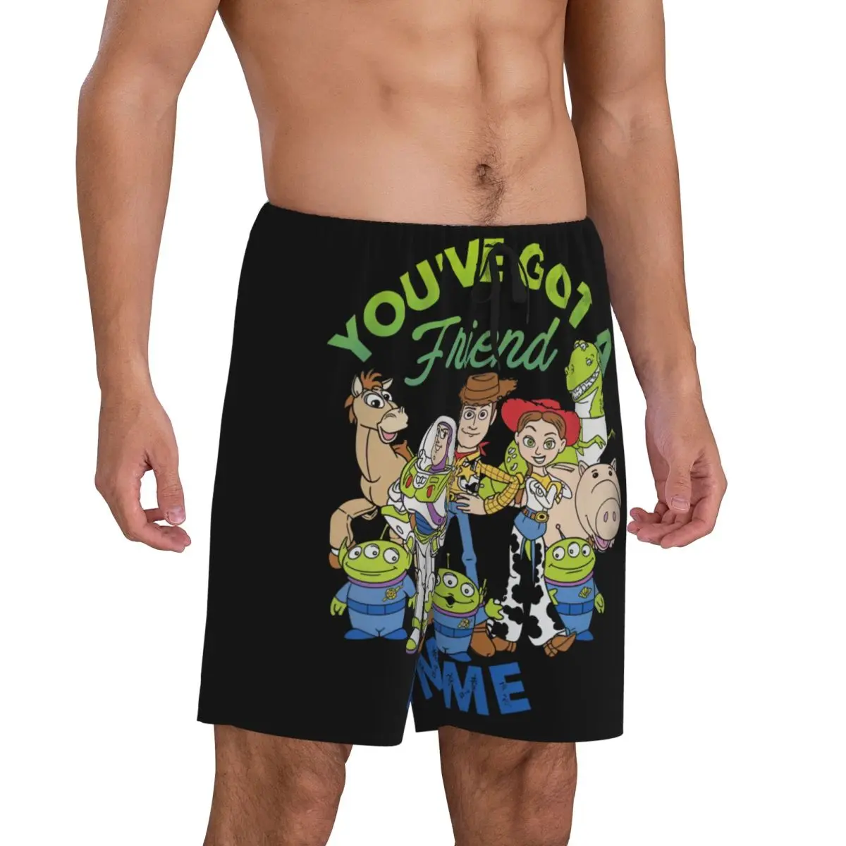 شورت بيجامة قصير كارتوني مخصص للرجال مطبوع عليه Pjs ملابس نوم مع جيوب