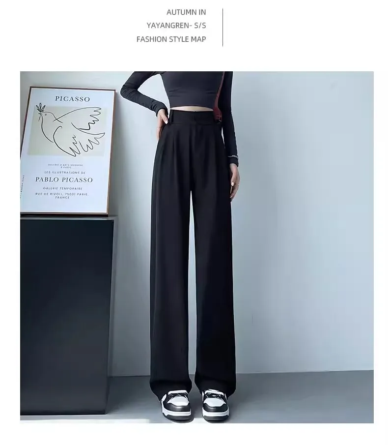 GC 2026 Lady Korean High Waist Suit Pants Female Comfortable Daily Straight Leg Trousers Women Classic Fashion Solid Pants