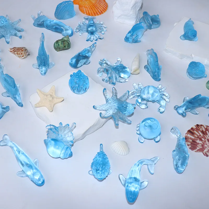 10 قطعة جديد طابا Squshy Kawaii الأزرق البسيطة الحيوان المحيط الأسماك شفافة ضغط ألعاب متململة عشوائي مفاجأة صندوق أعمى هدية عيد #4