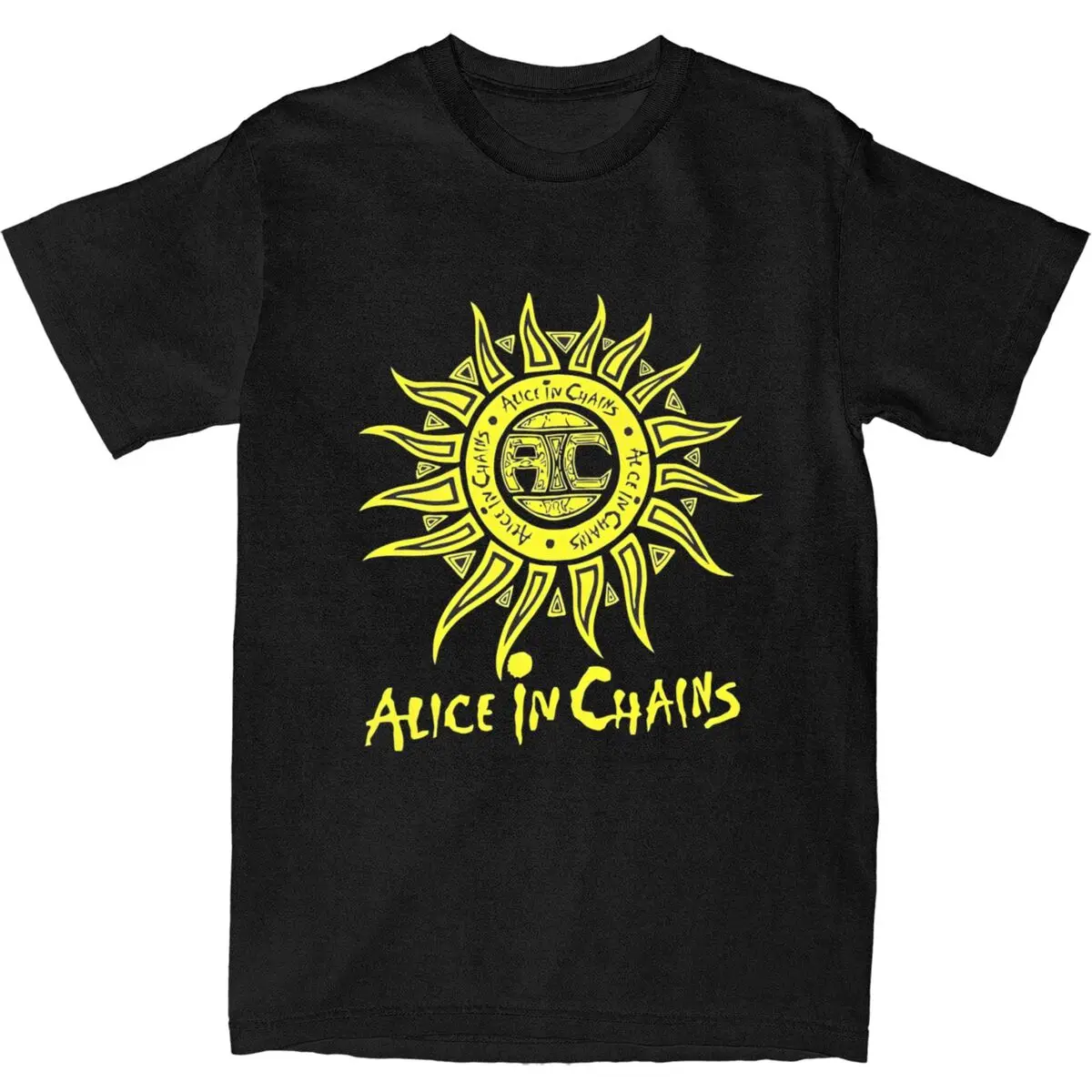 Men Women T-Shirt Alices In Chains Sun T-Shirts Fashion Yellow Logo Summer Tees Classic Casual Cotton Tops Gift Idea