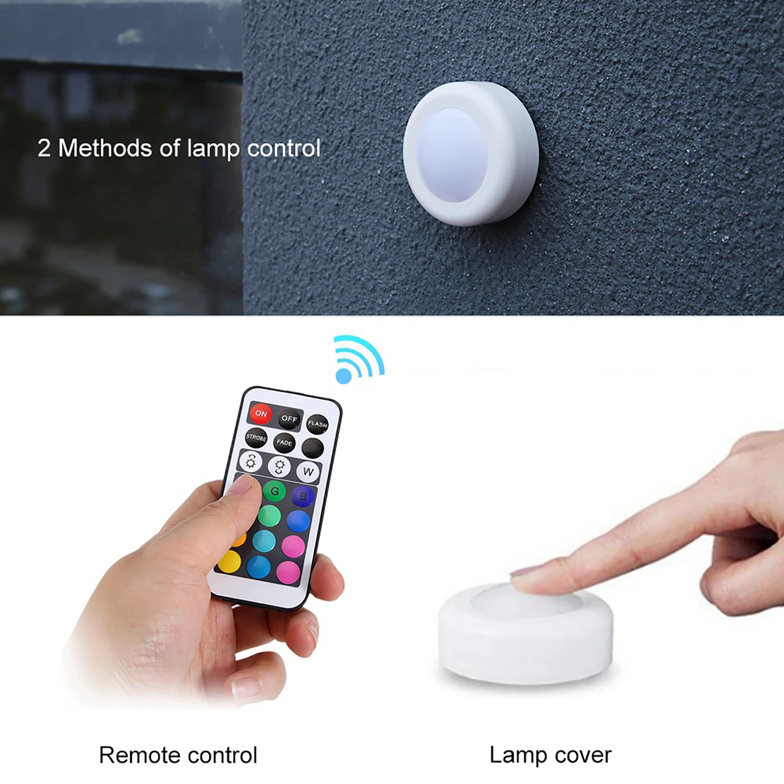 ZK40 Wireless LED Puck Light RGB 12 Colors Dimmable Night Hall Lamp