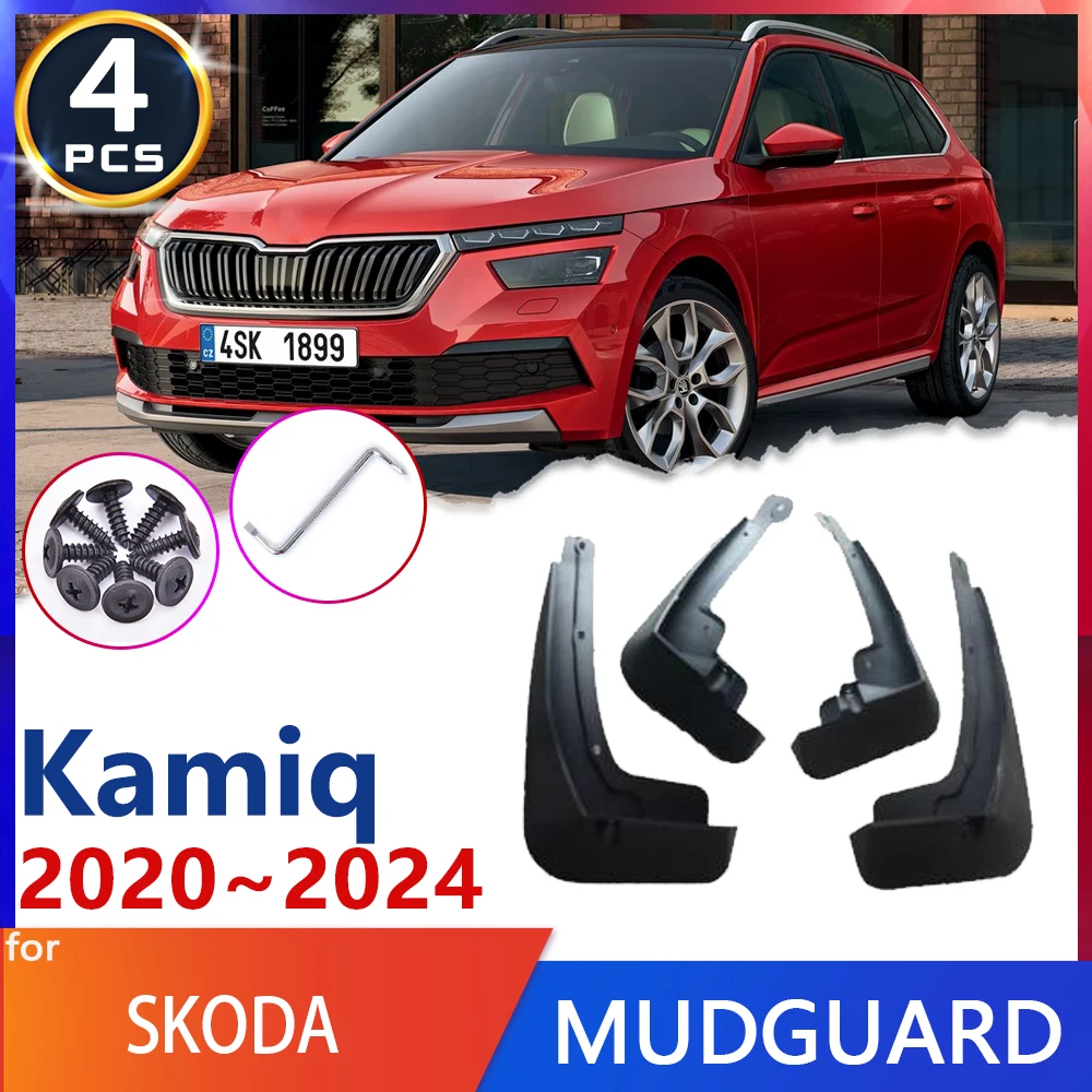 For Skoda Kamiq NW4 2020~2024 2021 2022 2023 5-door SUV Front Rear 4pcs Set Car Mud Flaps Splash Guards Mudguards Mudflaps Flap