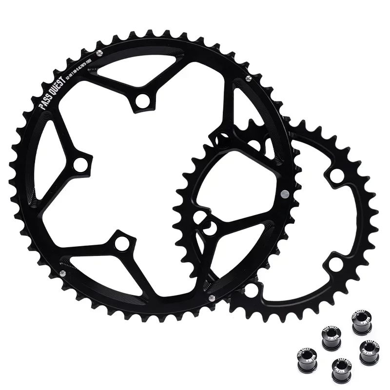 PASS QUEST-Mountain Bike with Five Claws Foldable Bicycle Sprocket AERO Round Road Bike 9-11 Speed Gravel Bike 46T 48T 50T