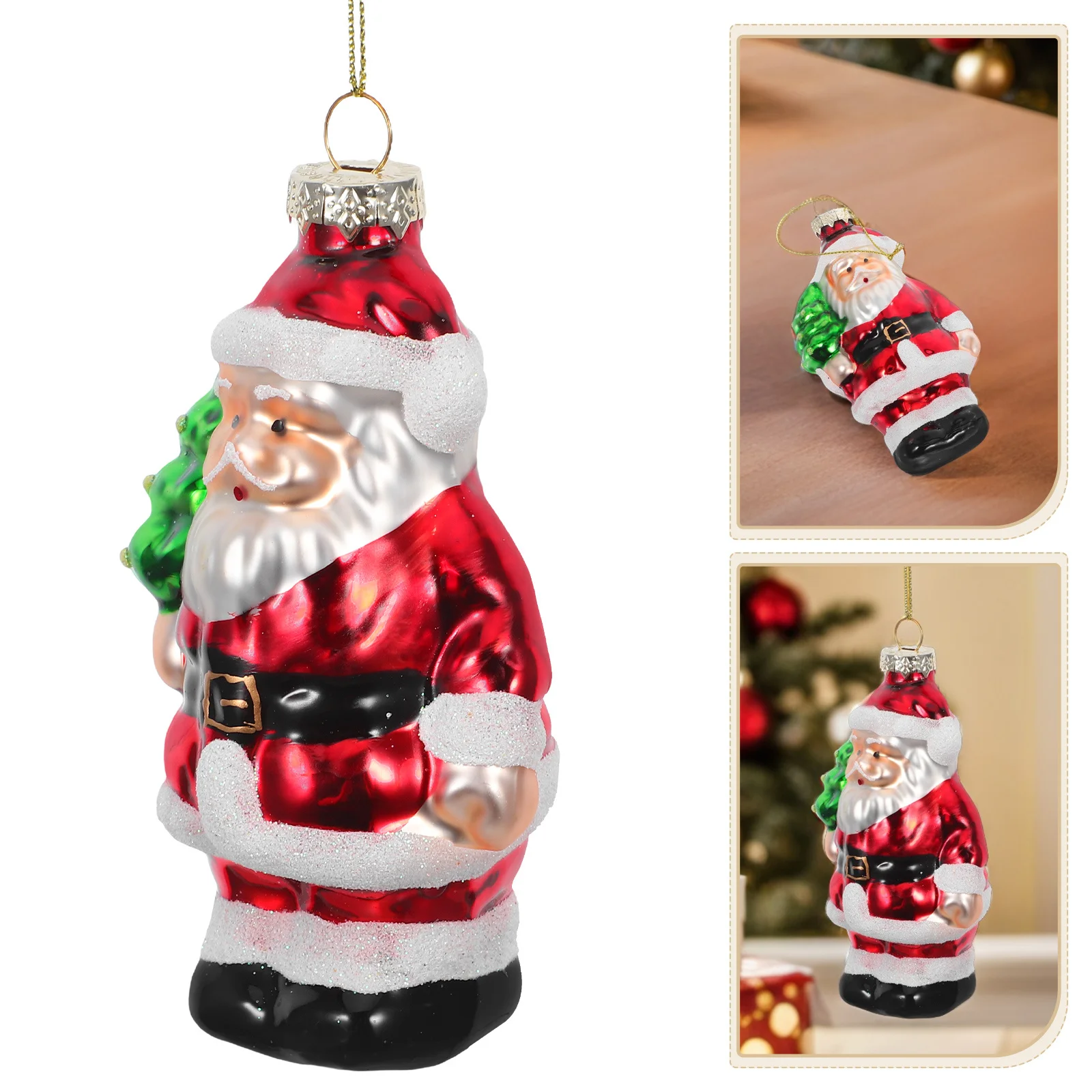 

Santa Glass Blown Ornament Unique Christmas Tree Decor Lightweight Hanging Holiday Ornament Xmas Tree Hanging Decor