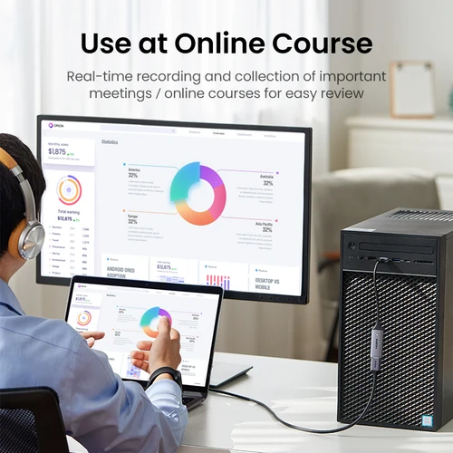 Imagen 2 del producto Tarjeta de captura de vídeo UGREEN 4K HDMI a USB/tipo-c grabador de vídeo para PC cámara de ordenador juegos grabadora de vídeo de transmisión en vivo