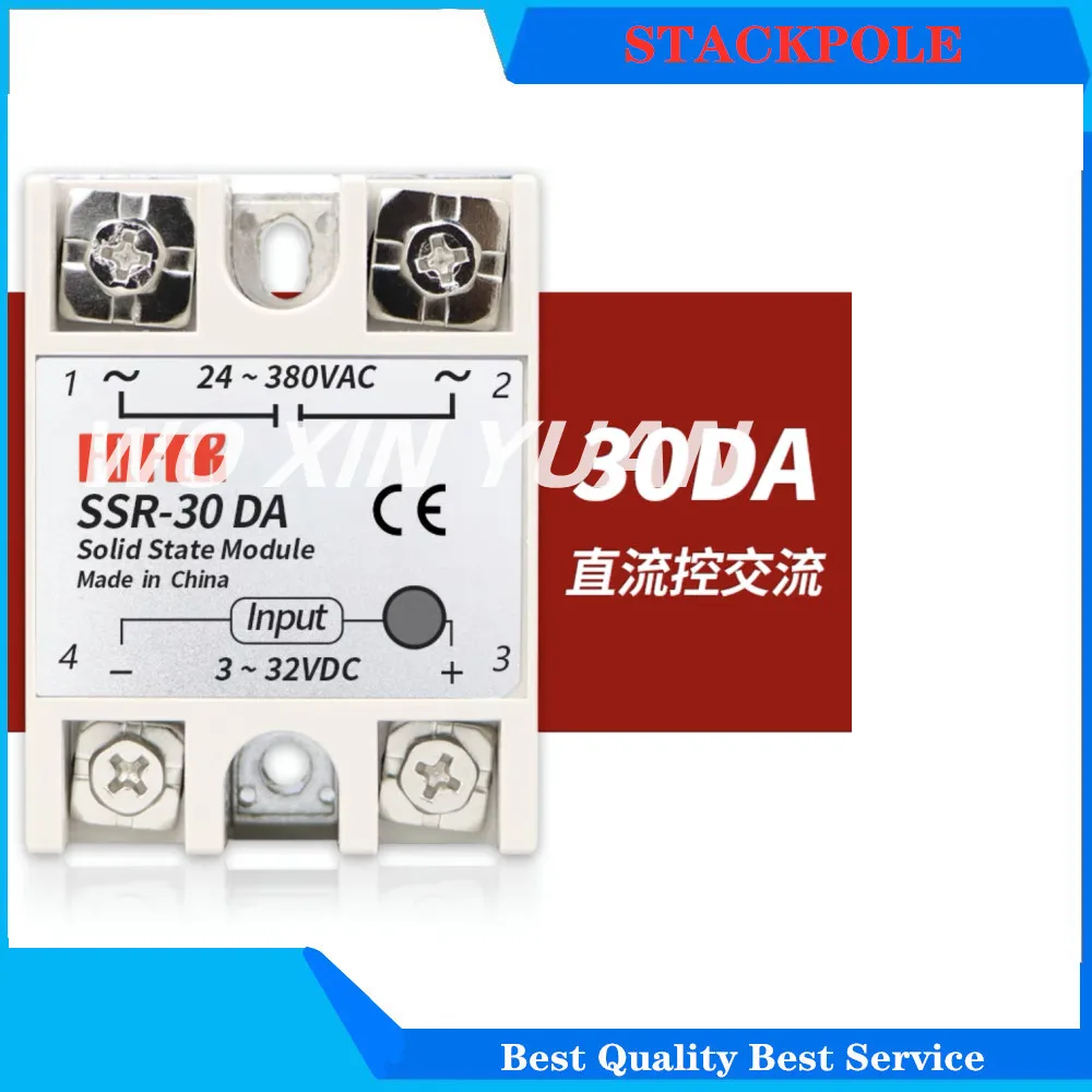 SSR-10DA SSR-25DA SSR-40DA 10A 25A 40A Solid State Relay Module 3-32V Input DC 24-380V AC Output High Quality