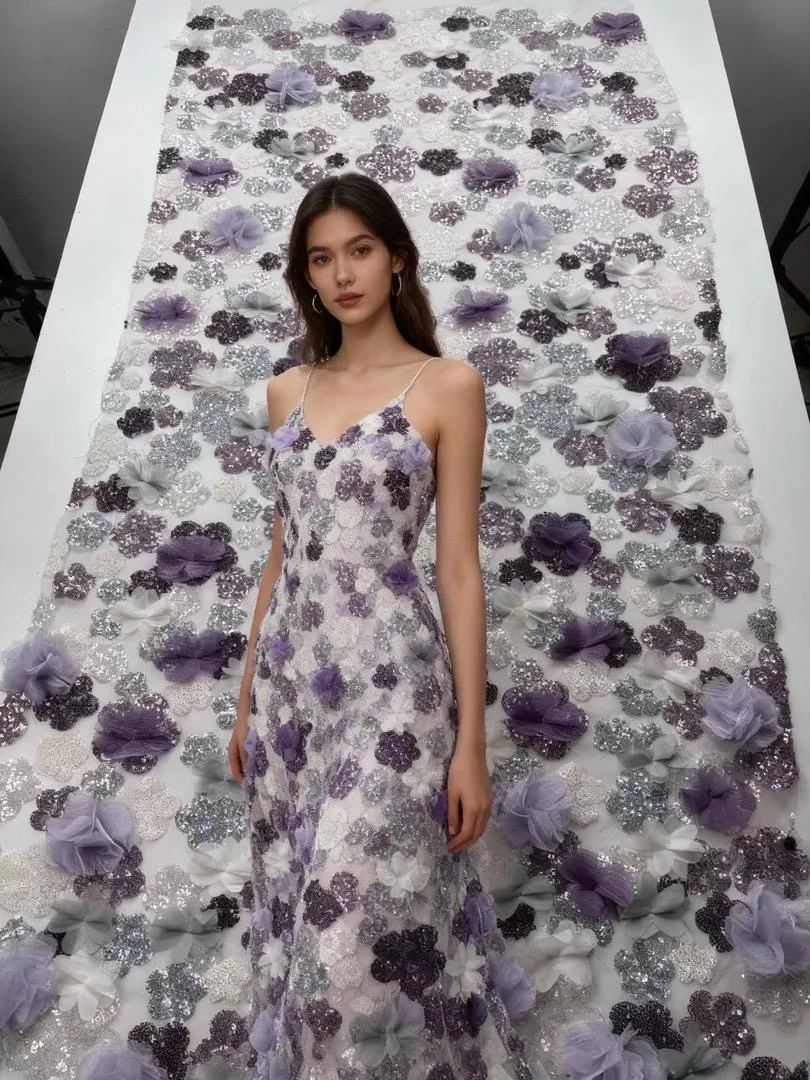 

Африканская нигерийская 3D аппликация, кружевная цветочная ткань, высокое качество, 2025 г., с блестками, вышивка бисером, французская для роскошной свадебной вечеринки