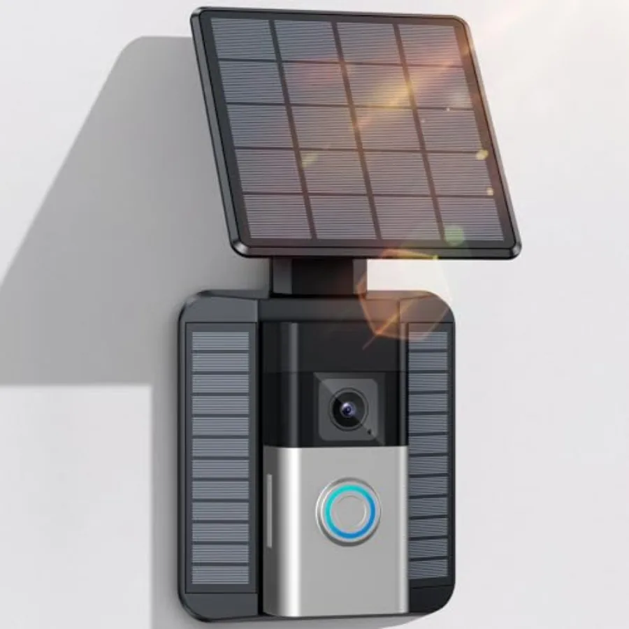 

Solar Charger Compatible for Ring Video Doorbell 3/3 Plus/4/Battery Doorbell Plus/Battery Doorbell Pro - 2-Prong Port Charging