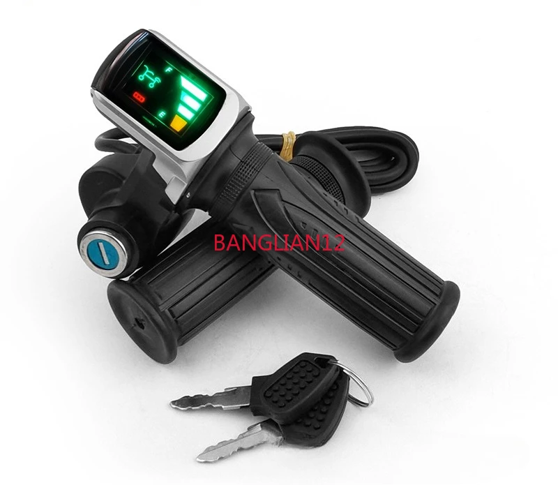 Electric bicycle handle accelerator with key switch battery indicator light