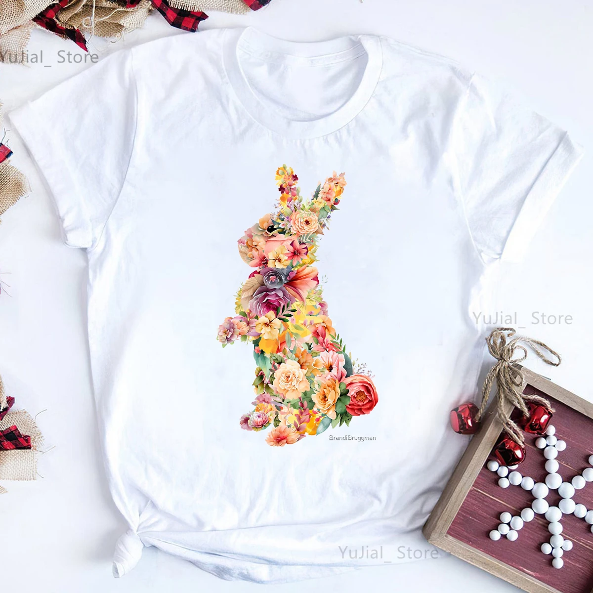 

Red Rose Flowers Bunny Print T Shirt Girls Harajuku Kawaii Rabbit Tshirt Women'S Clothing Summer Tops Tee Shirt Femme Wholesale