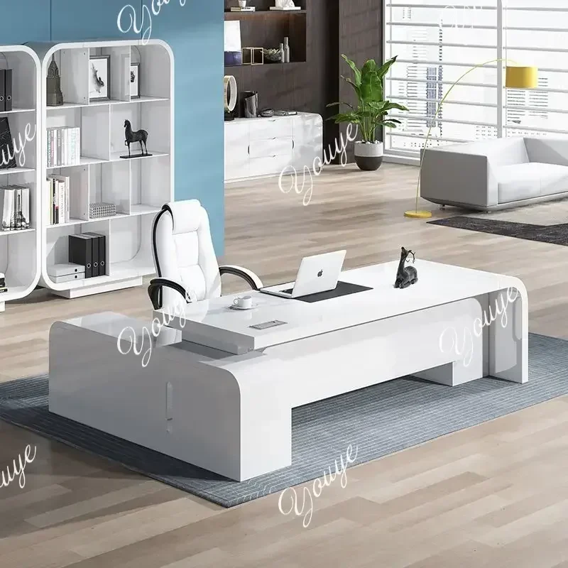 

L-J Storage L Shape Executive Table Hutch White Organizer Conference Drawers Office Desks Computer Study Escritorio Office Furni