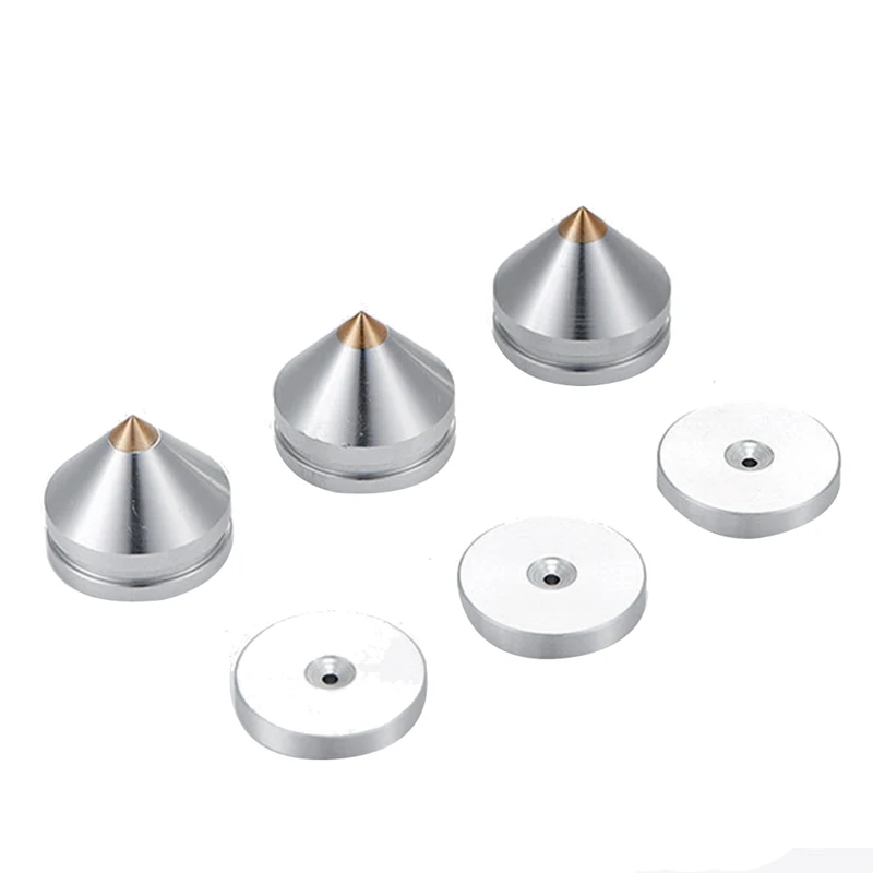 8 Set Speaker Stand Feet Foot Pad Aluminium Alloy Metal Spikes Cone Floor Foot Nail