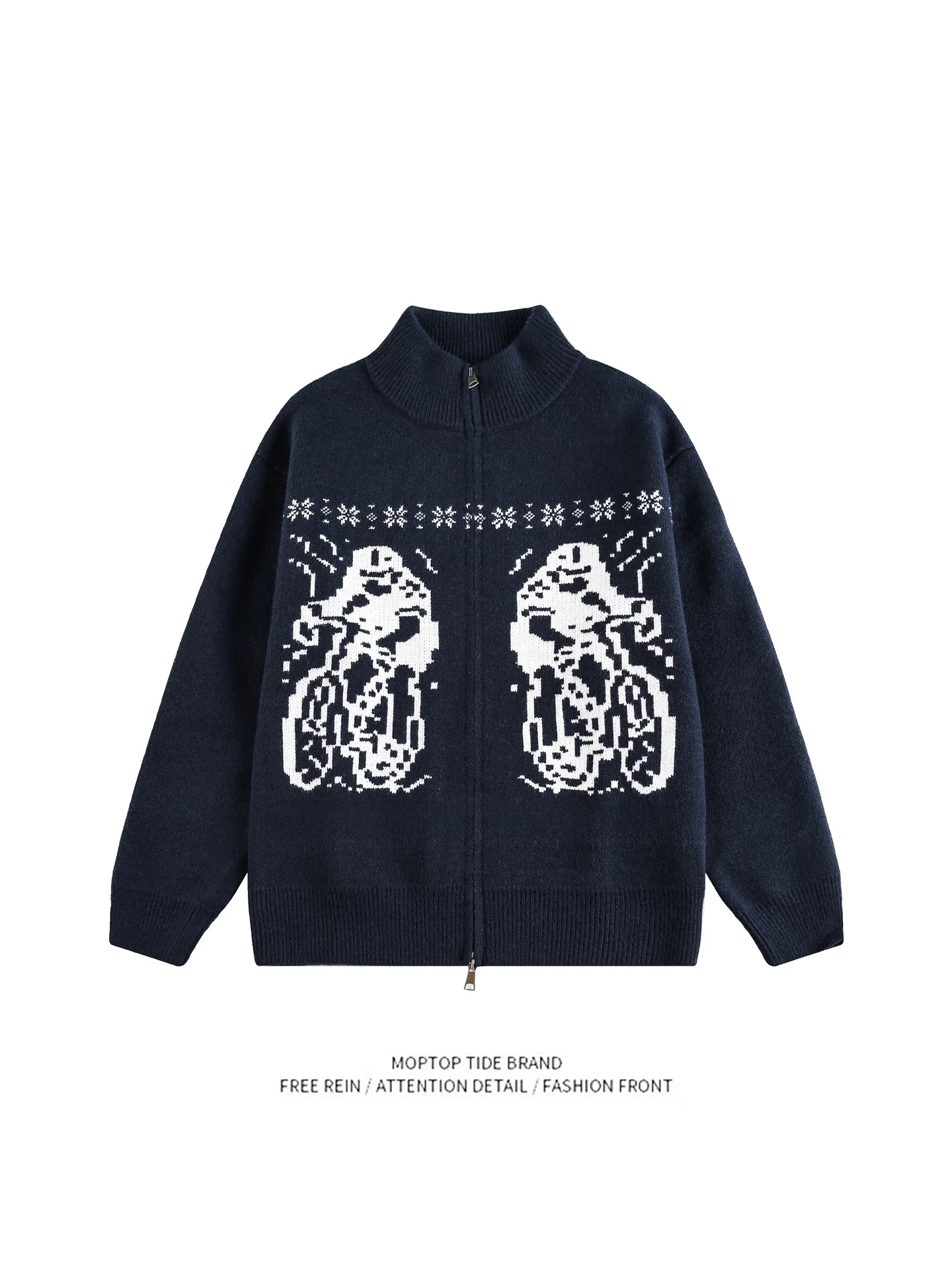 

Мужской винтажный кардиган Mr. WH в стиле Fair Isle, осенний повседневный свободный вязаный свитер для пар