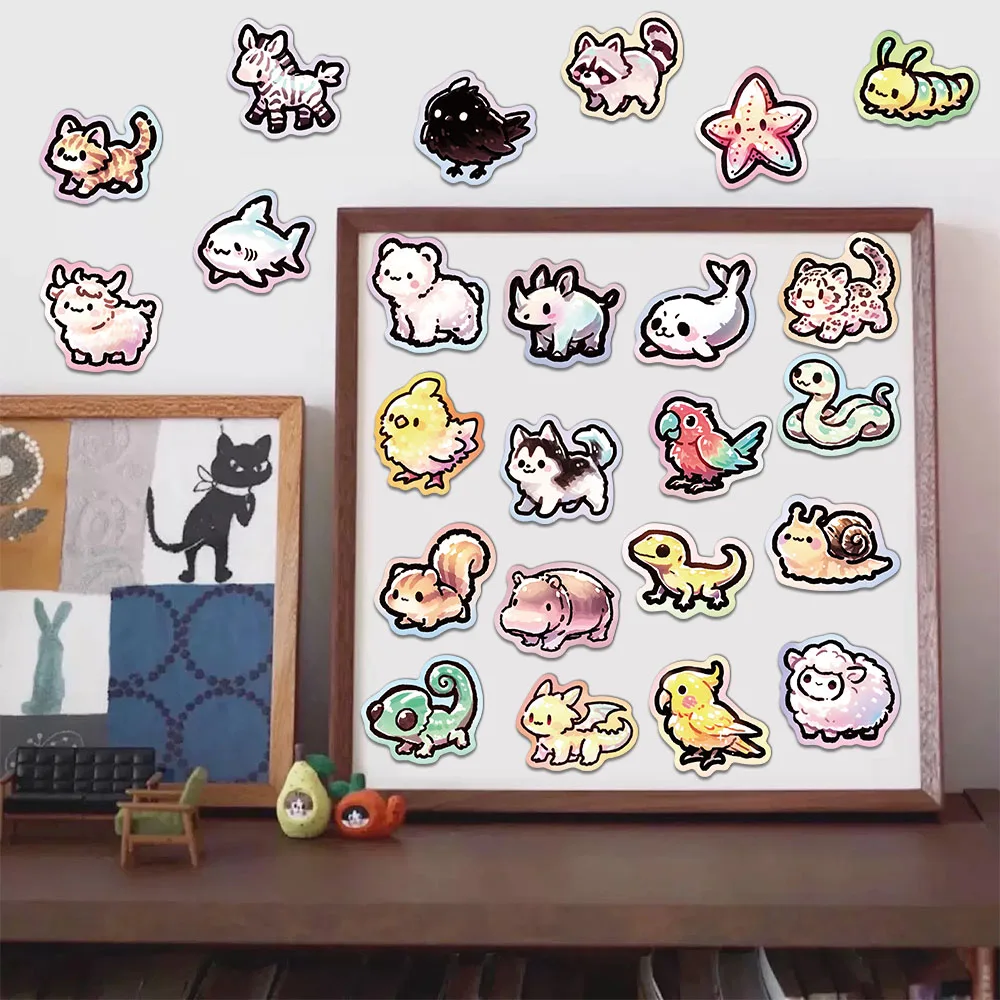 65개 창의적인 동물 그래피티 간단하고 귀여운 스티커, 계정 장식, 휴대폰 케이스, 맞춤형 방수 스티커