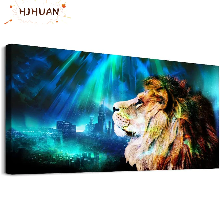 Night animal art, lion Diamant Painting 5D DIY Diamond Painting Full Square Drill Embroidery Cross Stitch Gift Home Decor Gift