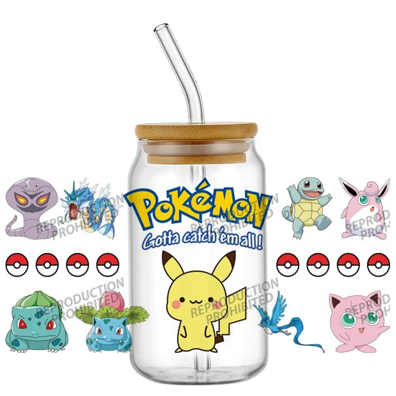 

Cartoon gifts DIY 16oz UV DTF Cup Wrap Transfers Stickers Decorate Mugs Beer Can Bottle Libbey Glass Pokemon Pikachu