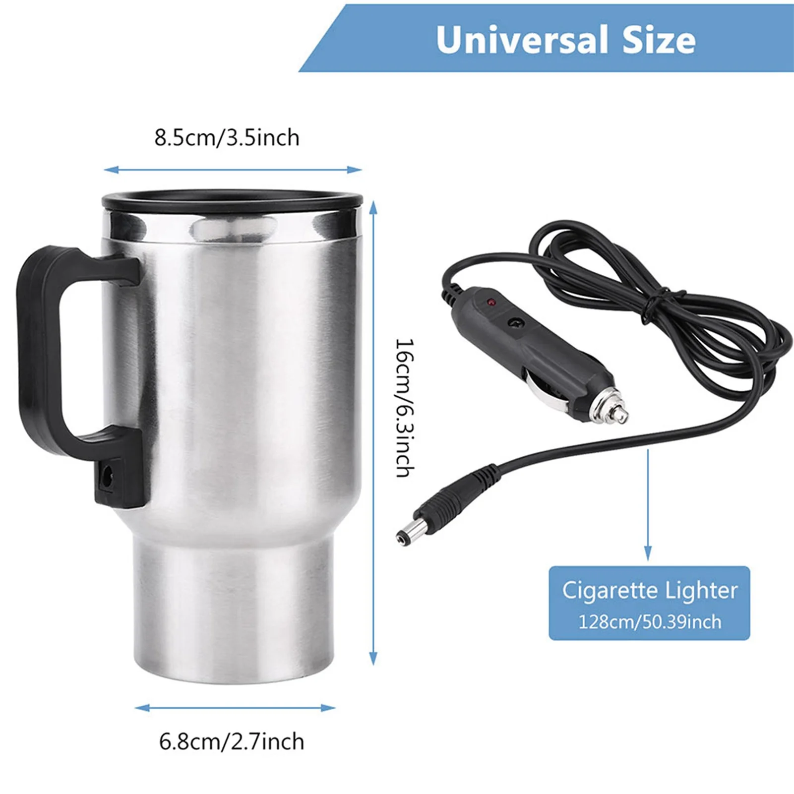 Travel Heating Cup 12V 450ml Electric Incar Stainless Steel Travel Heating Cup Coffee Tea Car Cup Mug Electric Coffee Mug - Image 5