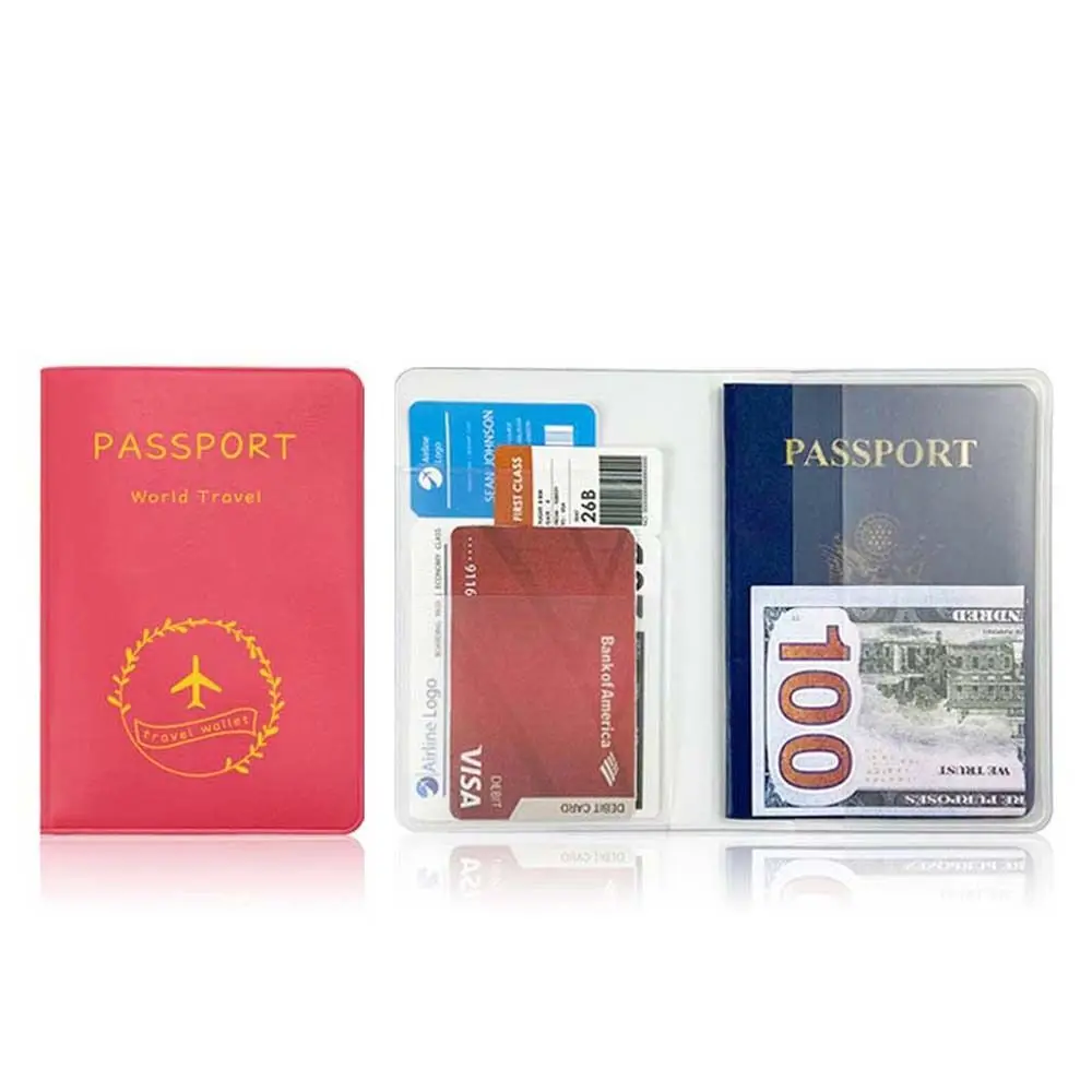 Funda de cuero PU multifunción para pasaporte, monedero, tarjeta de identificación bancaria, soporte para pasaporte, bolsa de almacenamiento de viaje