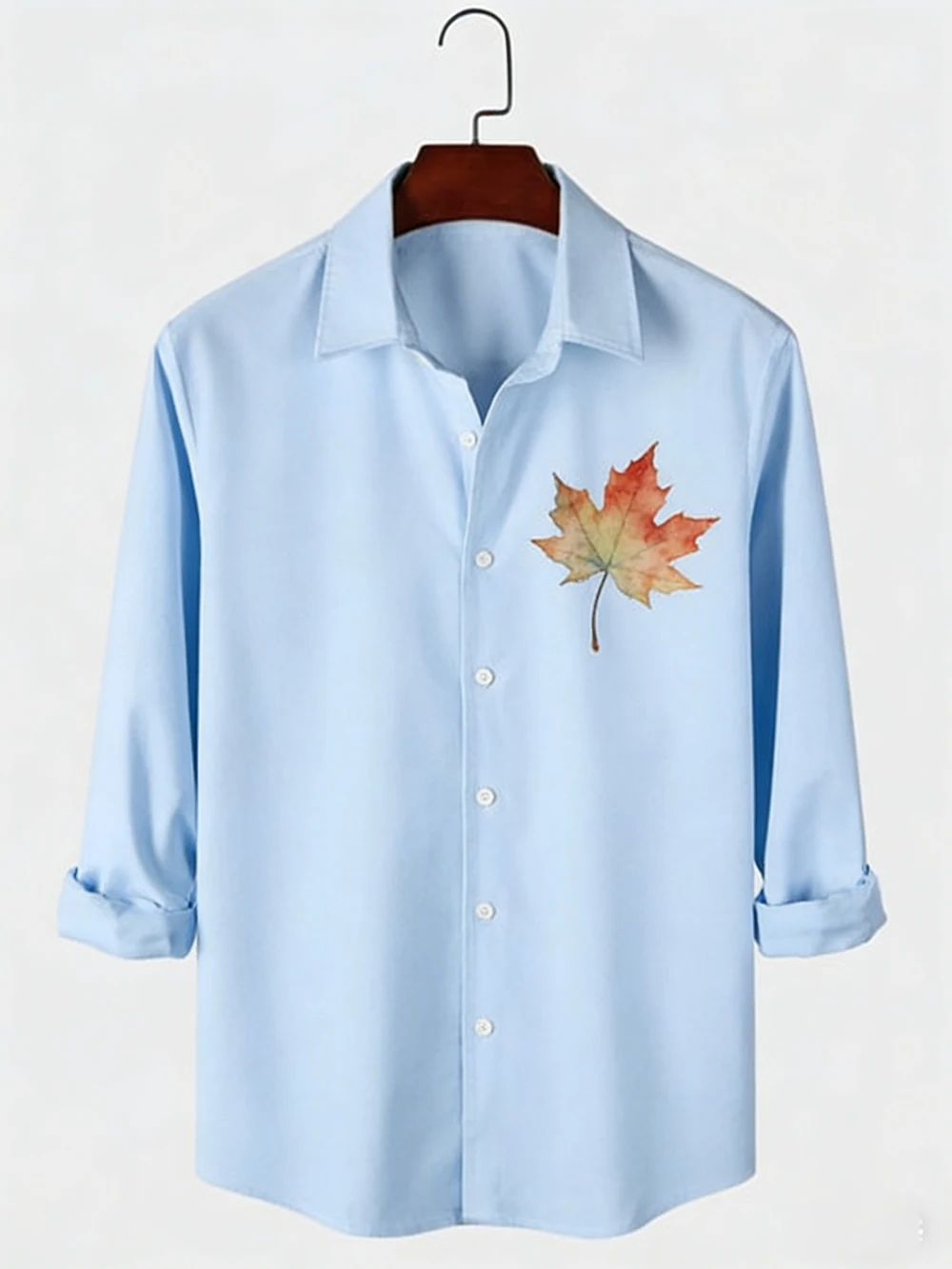 

2026 Men's Simple Suya Business Casual Maple Leaf 3D Printed Shirt Hawaiian Beach Shirt Outdoor Party Long-sleeved Clothes Men